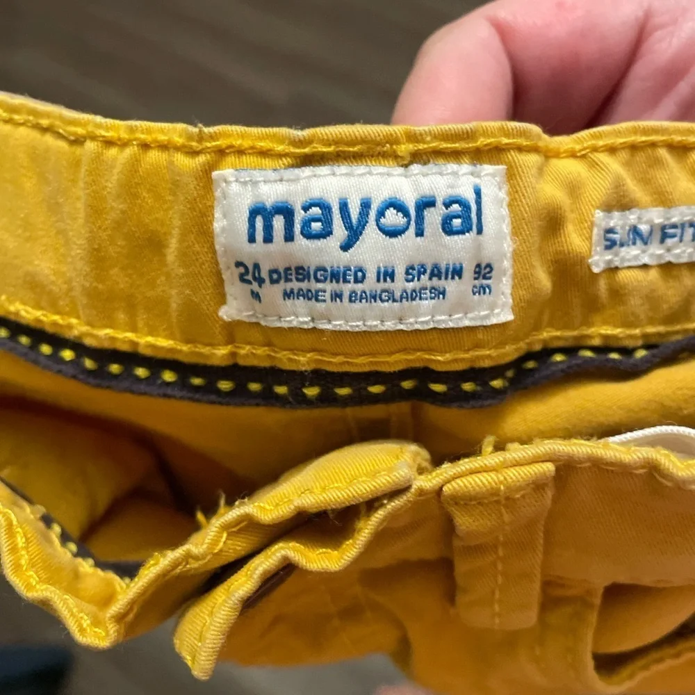 Mayoral Mustard Yellow Kids Slim Fit Casual Pants 24 months
